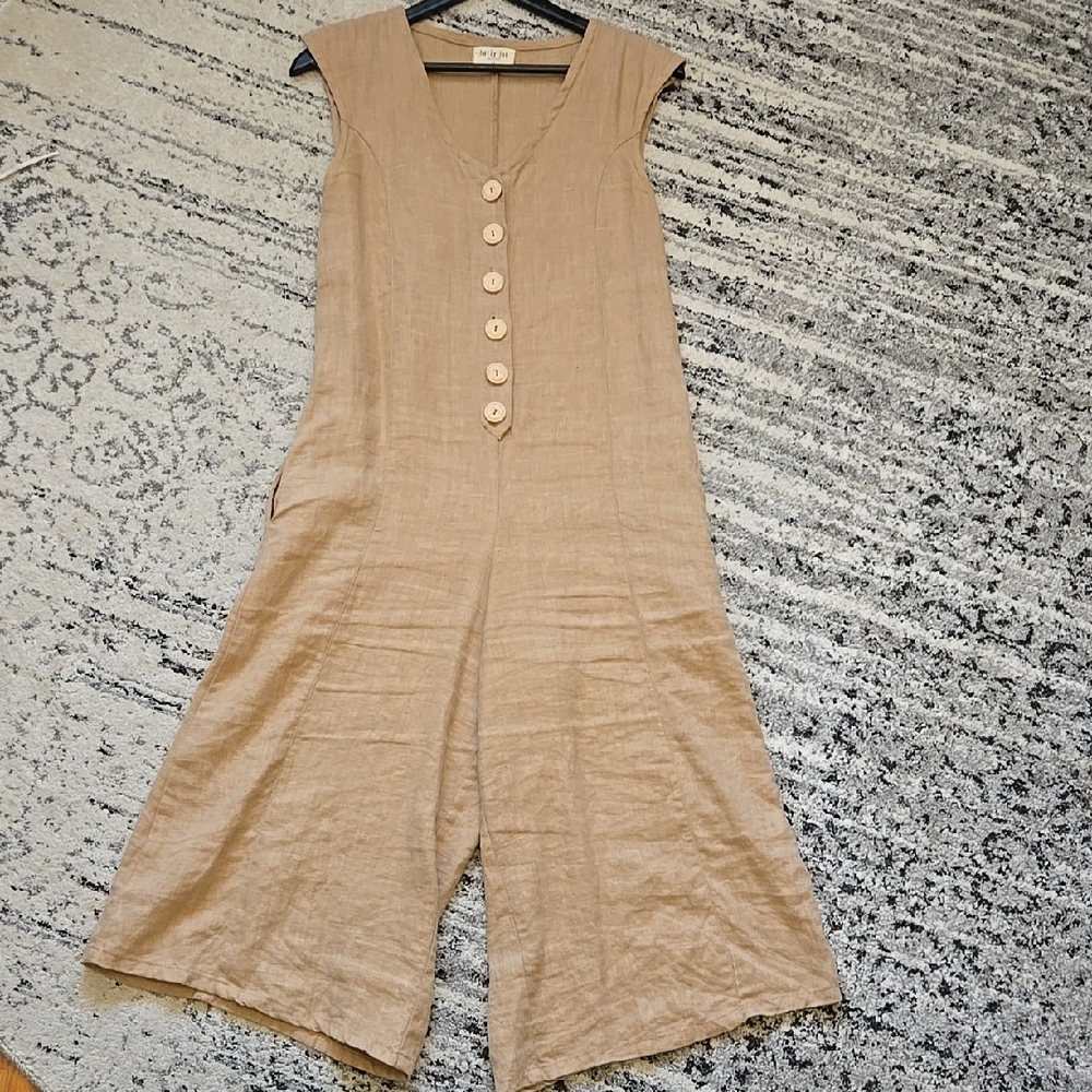 Harly Jae Tan Linen Jumpsuit